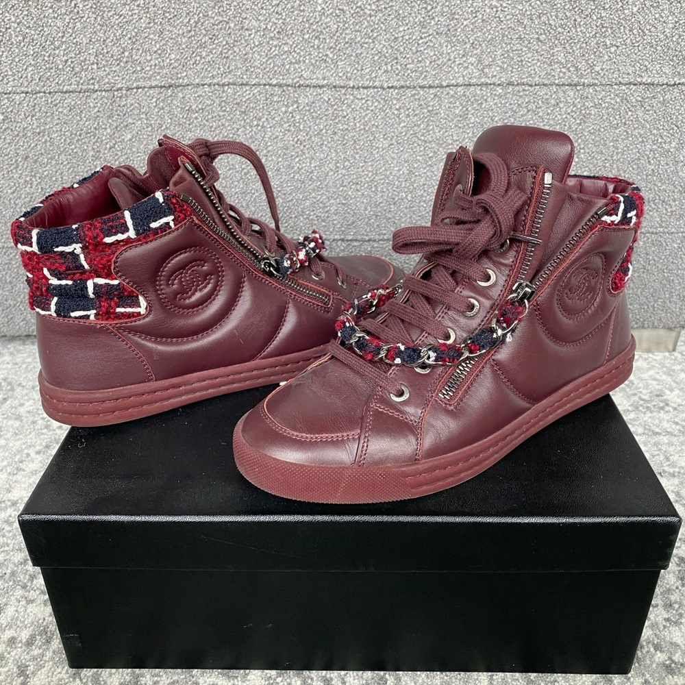 chanel high top tweed sneaker